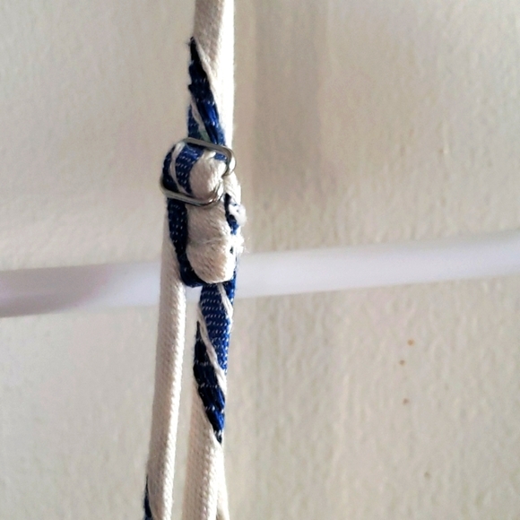 BCBGeneration Gardenia White with Blue Stripes Spaghetti Straped Jumpsuit SZ 4 - Picture 7 of 10